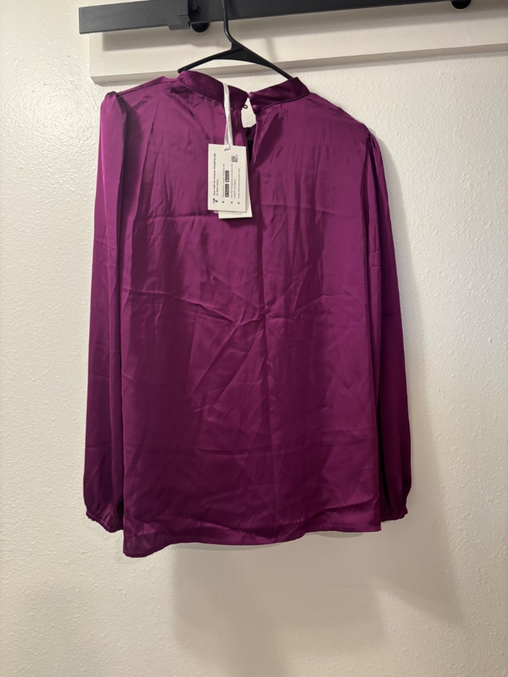 GRACE KARIN Long Sleeve Satin Blouse Top with V-Neck and Left Bow Sz L - Picture 6 of 9